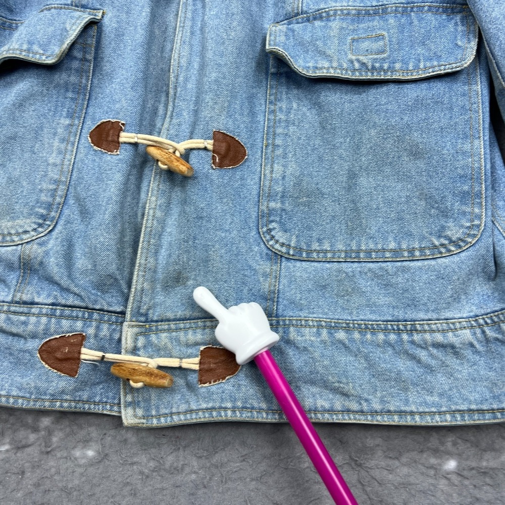 Vintage Denim Jacket Women's Small Blue Toggle Clasp Closure Retro Lined Coat‎ - Picture 3 of 14